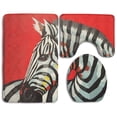 thumbnail image 1 of PUDMAD Colorful Zebra Painting 3 Piece Bathroom Rugs Set Bath Rug Contour Mat and Toilet Lid Cover, 1 of 2