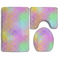 thumbnail image 1 of PUDMAD Colourful Fish Scale Magic Mermaid Tail 3 Piece Bathroom Rugs Set Bath Rug Contour Mat and Toilet Lid Cover, 1 of 2