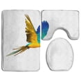 thumbnail image 1 of PUDMAD Colourful Flying Parrot Isolated 3 Piece Bathroom Rugs Set Bath Rug Contour Mat and Toilet Lid Cover, 1 of 2