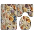 thumbnail image 1 of PUDMAD Conch Starfish Seashells 3 Piece Bathroom Rugs Set Bath Rug Contour Mat and Toilet Lid Cover, 1 of 2