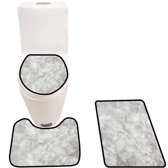PUDMAD Concrete Texture backgroun 3 Piece Bathroom Rugs Set Bath Rug Contour Mat and Toilet Lid Cover
