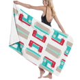 thumbnail image 1 of PUDMAD Cool Crazy Retro Aqua and Red 3 Piece Bathroom Rugs Set Bath Rug Contour Mat and Toilet Lid Cover, 1 of 2