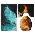 thumbnail image 1 of PUDMAD Cool Fire Flame Phoenix Bird 3 Piece Bathroom Rugs Set Bath Rug Contour Mat and Toilet Lid Cover, 1 of 2