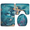 thumbnail image 1 of PUDMAD Cool Mermaid Queen and Fish in Blue Sea 3 Piece Bathroom Rugs Set Bath Rug Contour Mat and Toilet Lid Cover, 1 of 2
