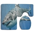 thumbnail image 1 of PUDMAD Cool Shark 3 Piece Bathroom Rugs Set Bath Rug Contour Mat and Toilet Lid Cover, 1 of 2