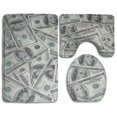 thumbnail image 1 of PUDMAD Cool USA Dollar Bill 3 Piece Bathroom Rugs Set Bath Rug Contour Mat and Toilet Lid Cover, 1 of 2