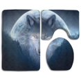 thumbnail image 1 of PUDMAD Cool Wolf 3 Piece Bathroom Rugs Set Bath Rug Contour Mat and Toilet Lid Cover, 1 of 2