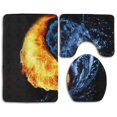 thumbnail image 1 of PUDMAD Cool Yin Yang Symbol Fire and Water 3 Piece Bathroom Rugs Set Bath Rug Contour Mat and Toilet Lid Cover, 1 of 2
