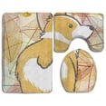 thumbnail image 1 of PUDMAD Corgi Butt 3 Piece Bathroom Rugs Set Bath Rug Contour Mat and Toilet Lid Cover, 1 of 2