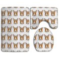 thumbnail image 1 of PUDMAD Corgi Cute Face 3 Piece Bathroom Rugs Set Bath Rug Contour Mat and Toilet Lid Cover, 1 of 2