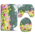 thumbnail image 1 of PUDMAD Cosmos Flower Field 3 Piece Bathroom Rugs Set Bath Rug Contour Mat and Toilet Lid Cover, 1 of 2