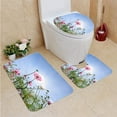 thumbnail image 1 of PUDMAD Cosmos Flowers 3 Piece Bathroom Rugs Set Bath Rug Contour Mat and Toilet Lid Cover, 1 of 2
