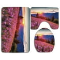 thumbnail image 1 of PUDMAD Countryside Idyllic Spring Meadow on Mountains Flowers Rural Sunrise 3 Piece Bathroom Rugs Set Bath Rug Contour Mat and Toilet Lid Cover, 1 of 2