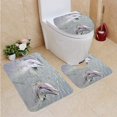 thumbnail image 1 of PUDMAD Couple dolpins at Water 3 Piece Bathroom Rugs Set Bath Rug Contour Mat and Toilet Lid Cover, 1 of 2