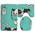 thumbnail image 1 of PUDMAD Cow Milk 3 Piece Bathroom Rugs Set Bath Rug Contour Mat and Toilet Lid Cover, 1 of 2