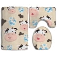 thumbnail image 1 of PUDMAD Cow Milk 3 Piece Bathroom Rugs Set Bath Rug Contour Mat and Toilet Lid Cover, 1 of 2