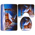 thumbnail image 1 of PUDMAD Cozy Winter Cabin Christmas 3 Piece Bathroom Rugs Set Bath Rug Contour Mat and Toilet Lid Cover, 1 of 2