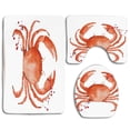 thumbnail image 1 of PUDMAD Crabs Sea Theme Watercolor Style Effect a Big Crab on White Background 3 Piece Bathroom Rugs Set Bath Rug Contour Mat and Toilet Lid Cover, 1 of 2