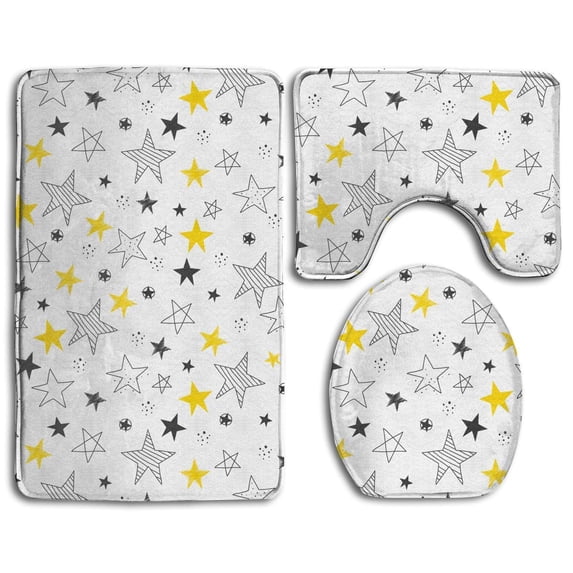 PUDMAD Cracks 3 Piece Bathroom Rugs Set Bath Rug Contour Mat and Toilet Lid Cover