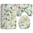thumbnail image 1 of PUDMAD Craft Green Dinosaur 3 Piece Bathroom Rugs Set Bath Rug Contour Mat and Toilet Lid Cover, 1 of 2