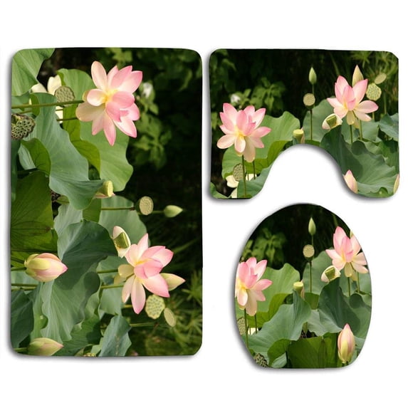 PUDMAD Creative Steady Eyes 3 Piece Bathroom Rugs Set Bath Rug Contour Mat and Toilet Lid Cover