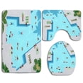 thumbnail image 1 of PUDMAD Crisp Cut Swim 3 Piece Bathroom Rugs Set Bath Rug Contour Mat and Toilet Lid Cover, 1 of 2