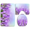thumbnail image 1 of PUDMAD Crocus Flowers 3 Piece Bathroom Rugs Set Bath Rug Contour Mat and Toilet Lid Cover, 1 of 2