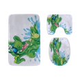 thumbnail image 1 of PUDMAD Cruel Cartoon Crocodile 3 Piece Bathroom Rugs Set Bath Rug Contour Mat and Toilet Lid Cover, 1 of 2