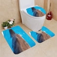 thumbnail image 1 of PUDMAD Curious Dolphin 3 Piece Bathroom Rugs Set Bath Rug Contour Mat and Toilet Lid Cover, 1 of 2