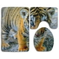 thumbnail image 1 of PUDMAD Cute Baby Tiger 3 Piece Bathroom Rugs Set Bath Rug Contour Mat and Toilet Lid Cover, 1 of 2