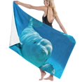 thumbnail image 1 of PUDMAD Cute Beluga Whale 3 Piece Bathroom Rugs Set Bath Rug Contour Mat and Toilet Lid Cover, 1 of 2