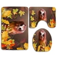 thumbnail image 1 of PUDMAD Cute Big Eyes Owl Autumn 3 Piece Bathroom Rugs Set Bath Rug Contour Mat and Toilet Lid Cover, 1 of 2