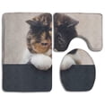 thumbnail image 1 of PUDMAD Cute Bow Cat 3 Piece Bathroom Rugs Set Bath Rug Contour Mat and Toilet Lid Cover, 1 of 2