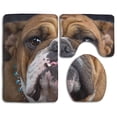 thumbnail image 1 of PUDMAD Cute Bulldog Dog 3 Piece Bathroom Rugs Set Bath Rug Contour Mat and Toilet Lid Cover, 1 of 2
