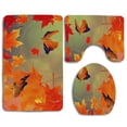 thumbnail image 1 of PUDMAD Cute Butterfly Red Leaves Autumn 3 Piece Bathroom Rugs Set Bath Rug Contour Mat and Toilet Lid Cover, 1 of 2