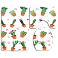 thumbnail image 1 of PUDMAD Cute Cactus and Pink Flowers 3 Piece Bathroom Rugs Set Bath Rug Contour Mat and Toilet Lid Cover, 1 of 2