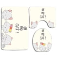 thumbnail image 1 of PUDMAD Cute Cat Lovely 3 Piece Bathroom Rugs Set Bath Rug Contour Mat and Toilet Lid Cover, 1 of 2