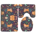 thumbnail image 1 of PUDMAD Cute Cats 3 Piece Bathroom Rugs Set Bath Rug Contour Mat and Toilet Lid Cover, 1 of 2