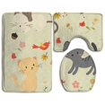thumbnail image 1 of PUDMAD Cute Cats Have Fun 3 Piece Bathroom Rugs Set Bath Rug Contour Mat and Toilet Lid Cover, 1 of 2