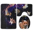 thumbnail image 1 of PUDMAD Cute Corgi Running 3 Piece Bathroom Rugs Set Bath Rug Contour Mat and Toilet Lid Cover, 1 of 2