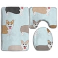 thumbnail image 1 of PUDMAD Cute Corgis Background 3 Piece Bathroom Rugs Set Bath Rug Contour Mat and Toilet Lid Cover, 1 of 2