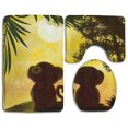 thumbnail image 1 of PUDMAD Cute Couple Monkey Romantic 3 Piece Bathroom Rugs Set Bath Rug Contour Mat and Toilet Lid Cover, 1 of 2
