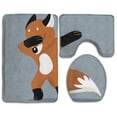 thumbnail image 1 of PUDMAD Cute Dabbing Fox 3 Piece Bathroom Rugs Set Bath Rug Contour Mat and Toilet Lid Cover, 1 of 2