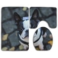 thumbnail image 1 of PUDMAD Cute Dog Puppy 3 Piece Bathroom Rugs Set Bath Rug Contour Mat and Toilet Lid Cover, 1 of 2