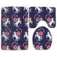 thumbnail image 1 of PUDMAD Cute Donut Rides on Rainbow Unicorn 3 Piece Bathroom Rugs Set Bath Rug Contour Mat and Toilet Lid Cover, 1 of 2