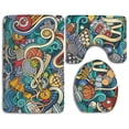 thumbnail image 1 of PUDMAD Cute Doodles Sports Equipment 3 Piece Bathroom Rugs Set Bath Rug Contour Mat and Toilet Lid Cover, 1 of 2