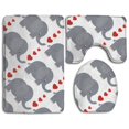 thumbnail image 1 of PUDMAD Cute Elephant Love Heart 3 Piece Bathroom Rugs Set Bath Rug Contour Mat and Toilet Lid Cover, 1 of 2