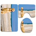 thumbnail image 1 of PUDMAD Cute Golden at Beach 3 Piece Bathroom Rugs Set Bath Rug Contour Mat and Toilet Lid Cover, 1 of 2