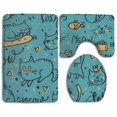 thumbnail image 1 of PUDMAD Cute Leisurely Cats Kitten 3 Piece Bathroom Rugs Set Bath Rug Contour Mat and Toilet Lid Cover, 1 of 2