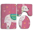 thumbnail image 1 of PUDMAD Cute Llama 3 Piece Bathroom Rugs Set Bath Rug Contour Mat and Toilet Lid Cover, 1 of 2